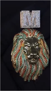 Pendentif Lion Personnalisé en Émail 3D, Argent Sterling S925, Or Massif 10k 14k 18k, Sertie de Moissanite et Diamants - Product Image 3