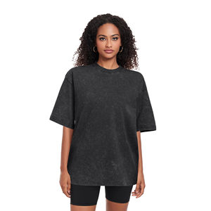 Camiseta Distressed para Mujer Más Popular en Venta, Camiseta con Lavado Ácido Estilo OEM de Algodón con Diseño Personalizado - Product Image 1