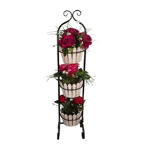 Balcony Home Decoration Metal Planter With Ceramic <b>Basket</b> Metal Flower Pot For <b>Table</b> - Product Image 3