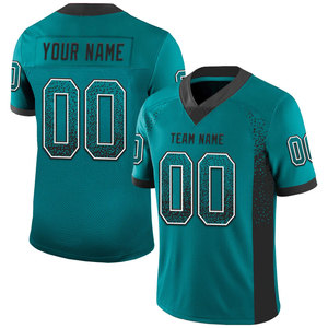 Custom Teal Pink American Football Jersey V-Neck Short Sleeve Sublimated Print Front Mesh Team <b>Name</b> Number Moisture Wicking - Product Image 6