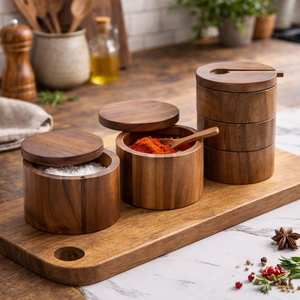 Salero, Botella para Condimentos, Tarro de Condimentos para Cocina, Caja de Pimienta de Madera, Caja de Condimentos, Caja de Almacenamiento de Sal y Especias de Madera de Acacia de UO - Product Image 3