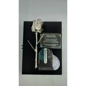 Rose naturelle préservée, plaquée or 24 carats, faite à la main, avec support élégant, pour anniversaire, Saint-Valentin et fête des mères. - Product Image 1