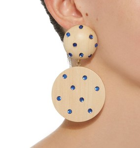 Pendientes colgantes artísticos hechos a mano con cristales de imitación y madera para fiestas, uso diario, festivos, elegantes, para mujer, joyería llamativa con aros. - Product Image 6