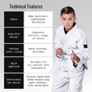 Kimono de Jiu Jitsu Brasileño Personalizado, Uniforme de Tejido Perla, Fabricante Mayorista OEM, 100% Algodón, Secado Rápido, Ligero, Blanco - Product Image 4