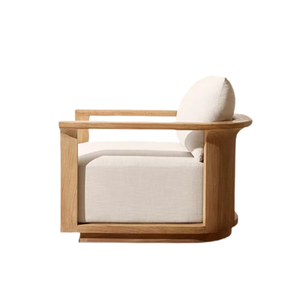Modern Contemporary Teak Lounge Chair Solid Teak <b>Wood</b> Open <b>Frame</b> Comfortable Cushion Eco-Friendly Outdoor Hotel Furniture - Product Image 5