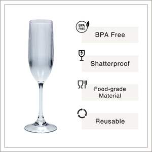 [Holar] Flûte à champagne en plastique incassable de 5 oz à motif texturé, fabriquée à Taïwan, idéale pour les fêtes, les mariages, les toast et les bords de piscine - Product Image 2