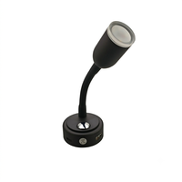 Lampe de lecture murale LED à col de cygne flexible 12V pour camping-car, caravane, bateau, avec variateur d'intensité