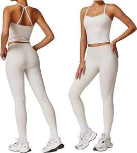 Conjunto deportivo de tirantes finos y pantalón largo, tela suave de secado rápido, ideal para yoga, gimnasio, running y fitness. - Product Image 3