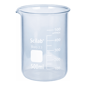 Béchers en verre borosilicate SciLab 500 ml et 100 ml avec bec verseur et graduation pour usage en laboratoire - Product Image 2