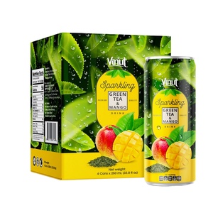 ชาเขียวมะม่วง 250 มล. เครื่องดื่มอัดลม กล่อง 4 กระป๋อง ผู้ผลิตเครื่องดื่มแบบ OEM ODM รับผลิตแบรนด์ส่วนตัว - Product Image 1