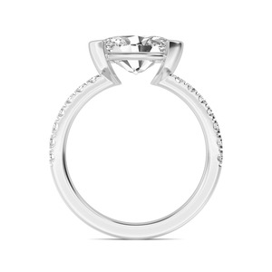 Anillo de compromiso ovalado y redondo de oro rosa de 10K con diamante cultivado en laboratorio de 429 CTW con un atractivo nupcial elegante y lujoso - Product Image 4