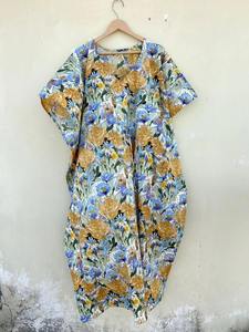 Vestido Kaftán Informal de Verano con Estampado Floral Tropical, sin Mangas, de Algodón, para Mujer, Playa, Asia, Islas del Pacífico, Vertexindiacorp - Product Image 3