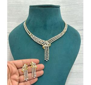 Glamorous Premium Quality <b>Gold</b> Finish Dual Tone Necklace <b>Set</b> With <b>Earrings</b> for Party Wedding Modern Wear Collection For Women - Product Image 1