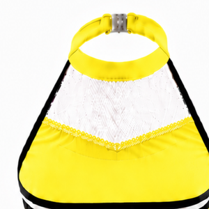 Haut court de cheerleading jaune vif, blanc et noir sans manches, pour performance athlétique, uniforme de cheerleading pour femmes et filles, entraînement d'équipe - Product Image 4
