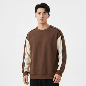 Sudadera de Hombre Oversize Marrón con Manga Raglán, Cuello Redondo, Tejida, Casual, Color Sólido, para Otoño - Product Image 6