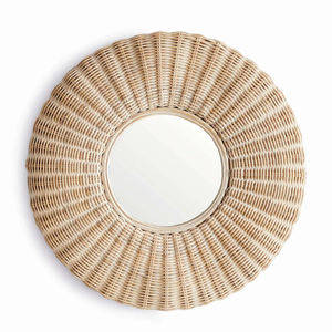 Miroir rond en rotin design, fait main, brillant, décoratif, pour la décoration intérieure moderne de la maison, chambre à coucher, salon - Product Image 1