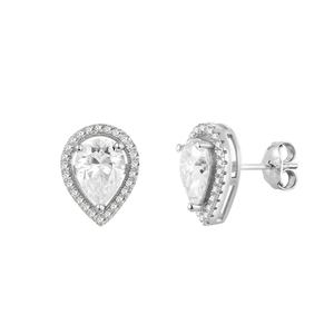 Boucles d'oreilles en forme de poire Moissanite blanche en argent sterling 925 VVS Clarity Commande personnalisée - Product Image 2