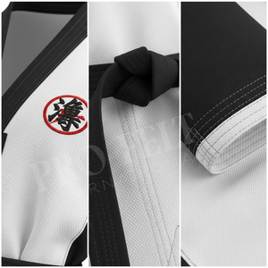 Uniforme de Taekwondo y Karate de Primera Calidad, Personalizado, de Poliéster Ligero, Color Liso, para Entrenamiento, con Ribete Negro - Product Image 4