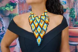 Collar de cuentas hecho a mano de alta calidad - Estilo Huichol tradicional mexicano - Regalo de princesa azteca para ella, ANIVERSARIO - Product Image 6