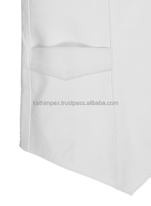 <b>Men's</b> High Quality Summer Formal <b>Vest</b> <b>White</b> Breathable Leather V-Neck Collar with 2 Outer Pockets Waistcoat Style - Product Image 4