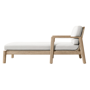 Chaise longue d'extérieur en teck tropical avec dossier en rotin tressé, lit de repos inclinable, mobilier de style moderne pour resort, chaise longue de patio - Product Image 3