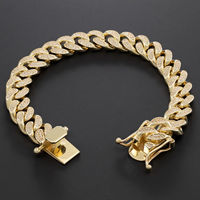 Luxuriöses Herren-Armband aus 925er Silber mit Rhodium und Moissanit, runder Brillantschliff, geometrische Glieder, Hip-Hop, Party, Alltag