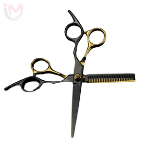 Ciseaux de coiffure professionnels de 6 pouces en or, pour effiler et couper, avec manche en acier inoxydable, pour droitiers, pour coiffeurs - Product Image 3