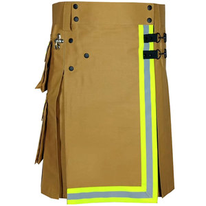 Kilts kaki pour pompiers - 100% coton avec réflecteur haute visibilité vert fluo - Product Image 3