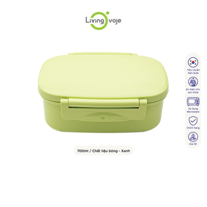 Boîte à lunch rectangulaire sans BPA, micro-ondable, grande capacité, style coréen, 700 ml, 2 compartiments, couvercle en plastique, finition verte brillante, SB TECH - Product Image 1