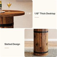 Table de bar haute en bois massif, style baril à whisky |   Bar de salon traditionnel, durable, écologique, résistant à l'eau, 4 places