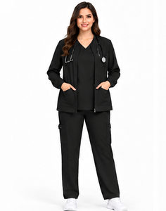 Tenue Médicale Premium 3 Pièces Respirante en Tissu Extensible Doux pour Infirmières, Médecins, Équipes Chirurgicales, Pharmacies, Hôpitaux – Personnalisable - Product Image 4