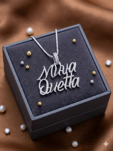 10K White Gold Iced <b>Initial</b> Name <b>Necklace</b> Moissanite Diamond Chunky Custom Cursive Letter Pendants Charms Trendy Unisex Party - Product Image 3
