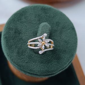 18K Solid Gold Diamond Floral <b>Ring</b> Two Tone Cluster Design Elegant <b>Statement</b> Cocktail <b>Ring</b> for Women Wedding Party Jewelry - Product Image 4