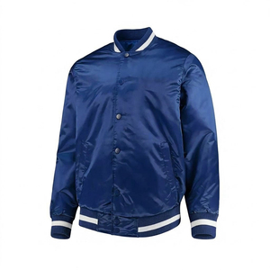 Chaqueta Varsity de Satén Personalizada de Alta Calidad con Logotipo, Chaqueta Bomber para Hombre, Chaqueta de Béisbol Casual con Rayas y Ribetes, con OEM ODM - Product Image 4