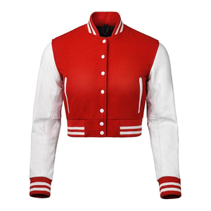 Custom <b>Women</b> Streetwear <b>Jacket</b> Cropped Varsity Bomber Outerwear Supplier USA - Product Image 4