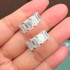 2.2CT Lab Grown Emerald Cut Diamond <b>Stud</b> Earrings | 14K Gold | hoop earring - Product Image 5