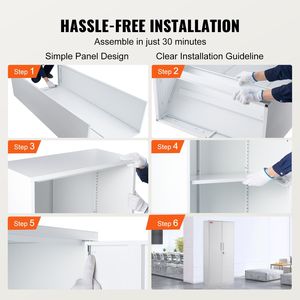 Armadio Metallico a 2 Ante con Chiusura in Acciaio, 4 Ripiani Regolabili, Capacità 71 Libbre, Scaffali per Garage con Capacità 200 Libbre - Product Image 6