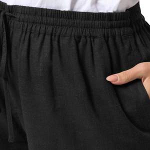 Shorts de Mujer de Cintura Alta, Casuales, Holgados, de Pierna Ancha, con Cordón Elástico, de Algodón y Lino para Verano, con Bolsillos, OEM - Product Image 2