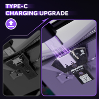 EXtremeRate Version Type-C, carte PCBA de remplacement noire et coque inférieure compatibles avec les manettes PS4 modèles JDM-040/050/055