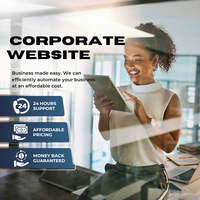 Service de site Web d'entreprise avec un look professionnel et une couleur de marque assortie, logo, bannière, diaporama, vidéo, emplacement pour l'insertion de PDF