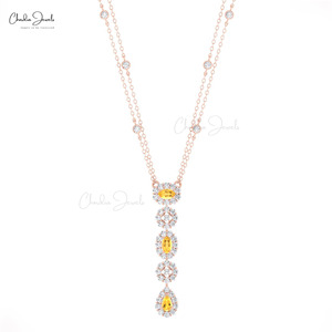 Collier pendentif en citrine taille poire 5x3mm avec diamant en or massif 14 carats, fabrication de bijoux sur mesure en provenance d'Inde - Product Image 4