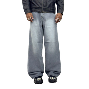 Pantalones Vaqueros de Mezclilla de Cintura Alta con Pierna Ancha, Estilo Casual Urbano, Unisex, Corte Regular, 100% Algodón, Tallas Grandes, Venta al Por Mayor - Product Image 4
