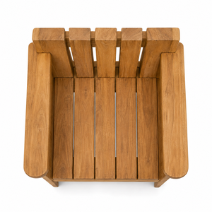 Sillón de Jardín Contemporáneo de Teca Sólida, Impermeable y Cómodo, con Paneles Laterales de Listones y Respaldo Vertical Empotrado para Escuela - Product Image 4