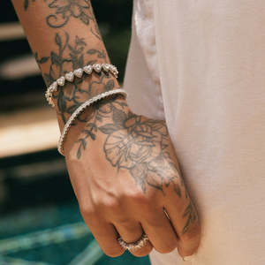 Bracelet tennis en argent sterling 925 avec moissanite taille cœur, couleur D VVS, finition or blanc, bracelet de luxe pour femme - Product Image 1