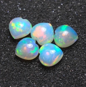 Opale en forme de cœur, opale éthiopienne naturelle précieuse, 7 mm, pierre précieuse en vrac, jeu de couleurs, cabochon pour la création de bijoux - Product Image 6