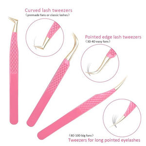 Pince à épiler personnalisée en acier inoxydable pour extensions de cils professionnelles en salon de beauté (vente en gros) - Product Image 1