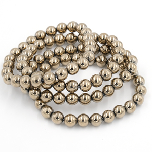 Pulsera de Pirita Dorada Natural, Pulsera Elástica con Cuentas de Piedras Preciosas Redondas de 8 mm, Joyería de Cristal Unisex al por Mayor - Product Image 5