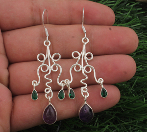 Natural Amethyst 925 Sterling <b>Silver</b> Luxury Unisex Drop <b>Earrings</b> Handmade February Birthstone Jewelry Purple Gemstone Wholesale - Product Image 5