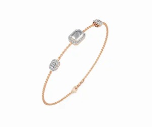 Essence of Emerald Halo Diamond Chain Bracelet 9kt 14kt 18kt Yellow <b>Rose</b> White <b>Gold</b> 1.360 Carats 53 Diamonds Luxury Fine Jewelry - Product Image 3