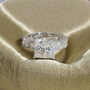 Luxury Vintage 925 <b>Sterling</b> <b>Silver</b> Moissanite Wedding <b>Ring</b> <b>Set</b> 18K Gold Plated Diamond Accented - Product Image 3